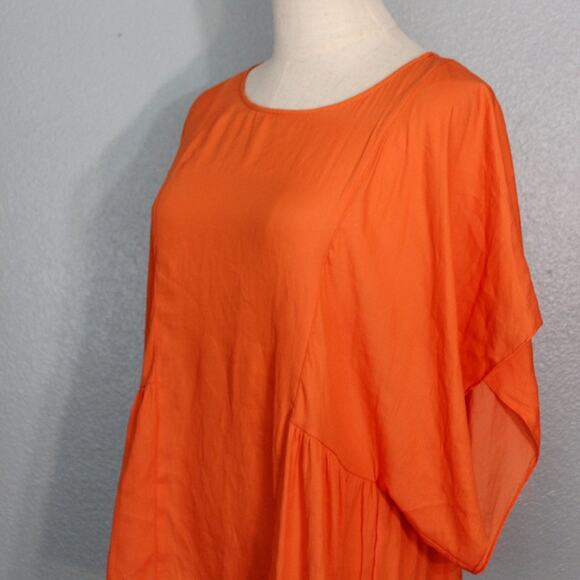 Zara Basic Orange Peasant Top Size Small - Picture 3 of 7
